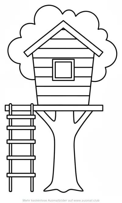 Baumhaus Ausmalbild mit Leiter