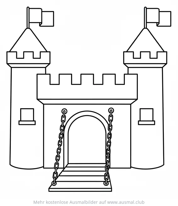 Burg mit Zugbrücke Ausmalbild