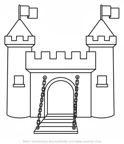 Burg mit Zugbrücke Ausmalbild
