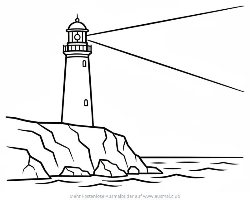 Leuchtturm Ausmalbild auf felsiger Küste