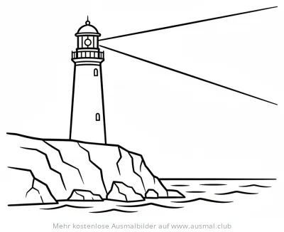 Leuchtturm Ausmalbild auf felsiger Küste