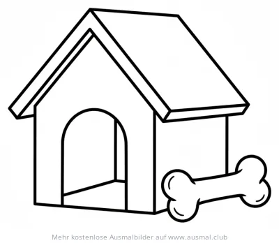 Hundehaus mit Knochen Ausmalbild
