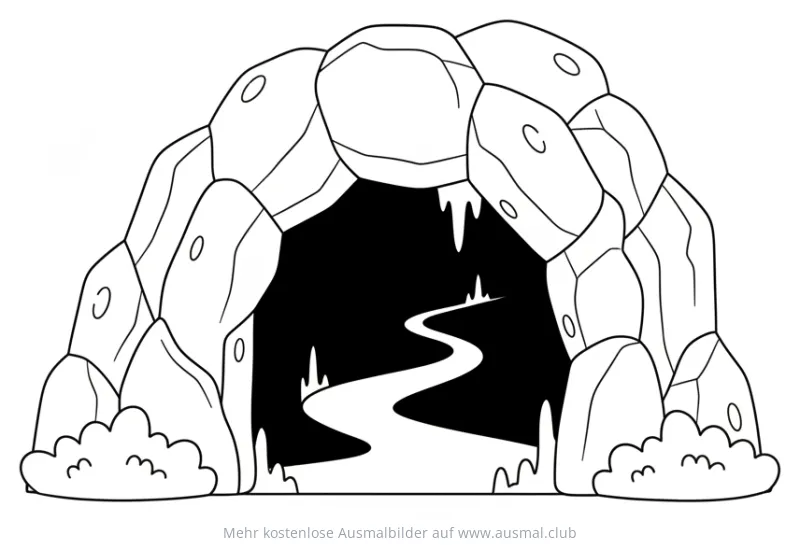 Höhle mit Eingang und Pfad im Inneren Ausmalbild