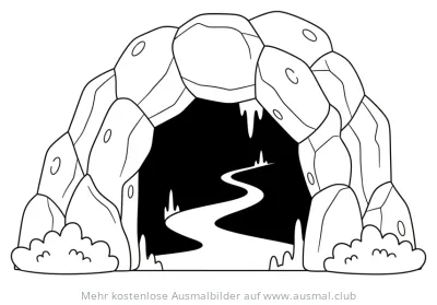 Höhle mit Eingang und Pfad im Inneren Ausmalbild