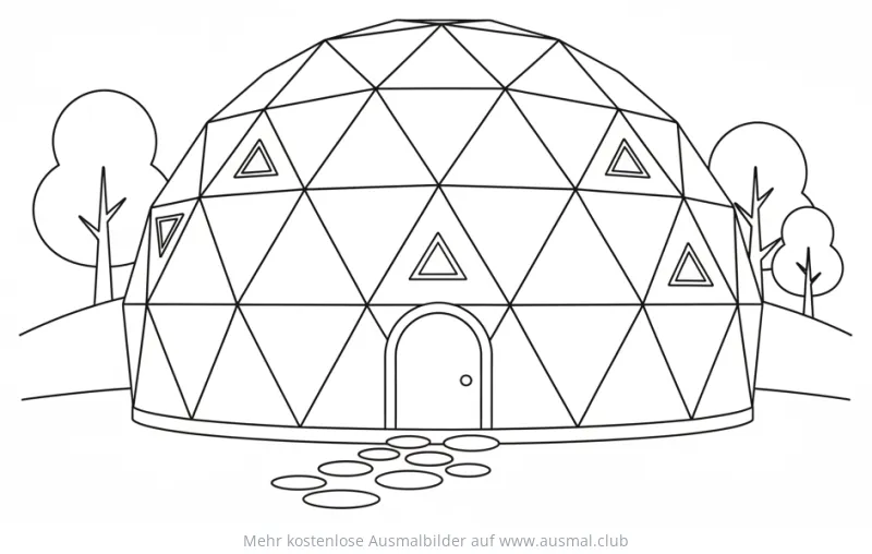 Geodät Haus Ausmalbild mit Bäumen