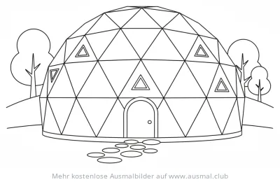 Geodät Haus Ausmalbild mit Bäumen