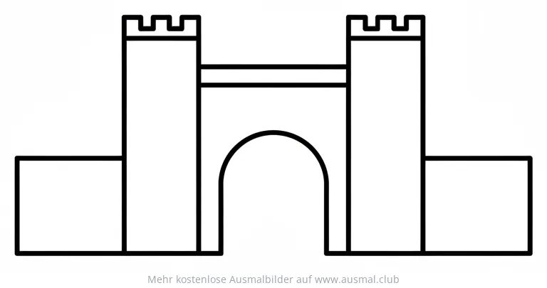 Torhaus Ausmalbild mit Zinnen
