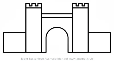 Torhaus Ausmalbild mit Zinnen