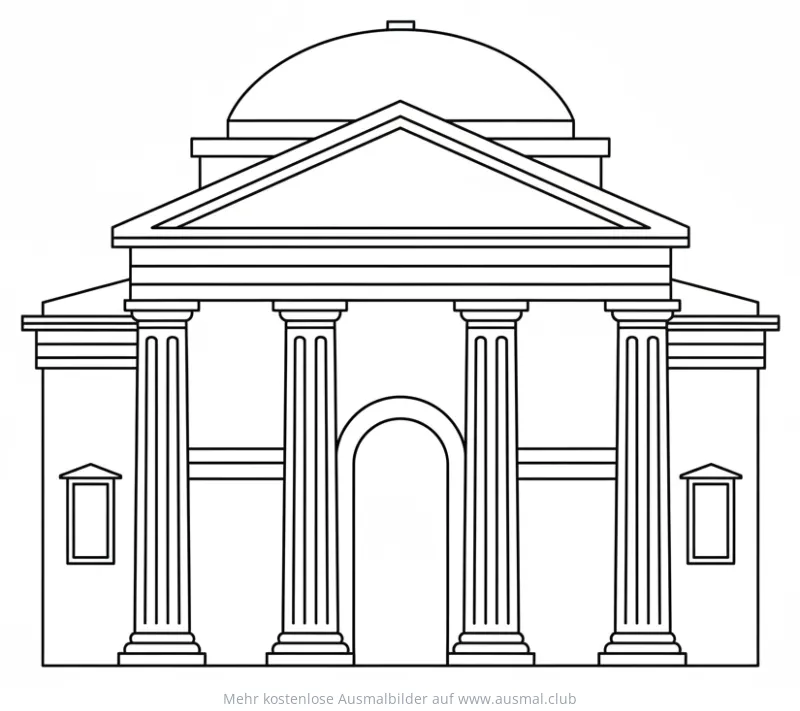 Opernhaus Ausmalbild mit Säulen und Kuppel