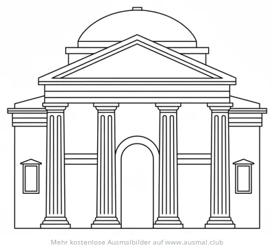 Opernhaus Ausmalbild mit Säulen und Kuppel
