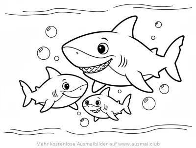 Hai Familie Ausmalbild