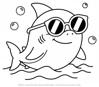 Hai mit Sonnenbrille Ausmalbild