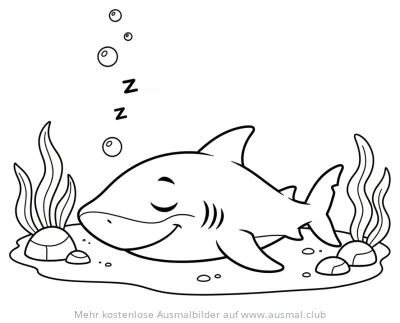 Schlafender Hai Ausmalbild