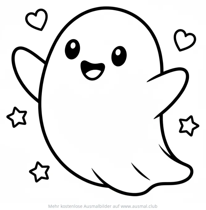 Freundlicher Geist Ausmalbild mit Herzen und Sternen
