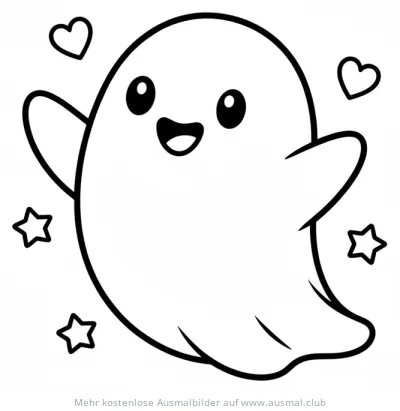 Freundlicher Geist Ausmalbild mit Herzen und Sternen