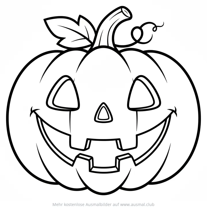 Freundlicher Kürbis mit Grinsen Ausmalbild für Halloween