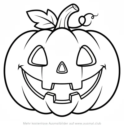Freundlicher Kürbis mit Grinsen Ausmalbild für Halloween
