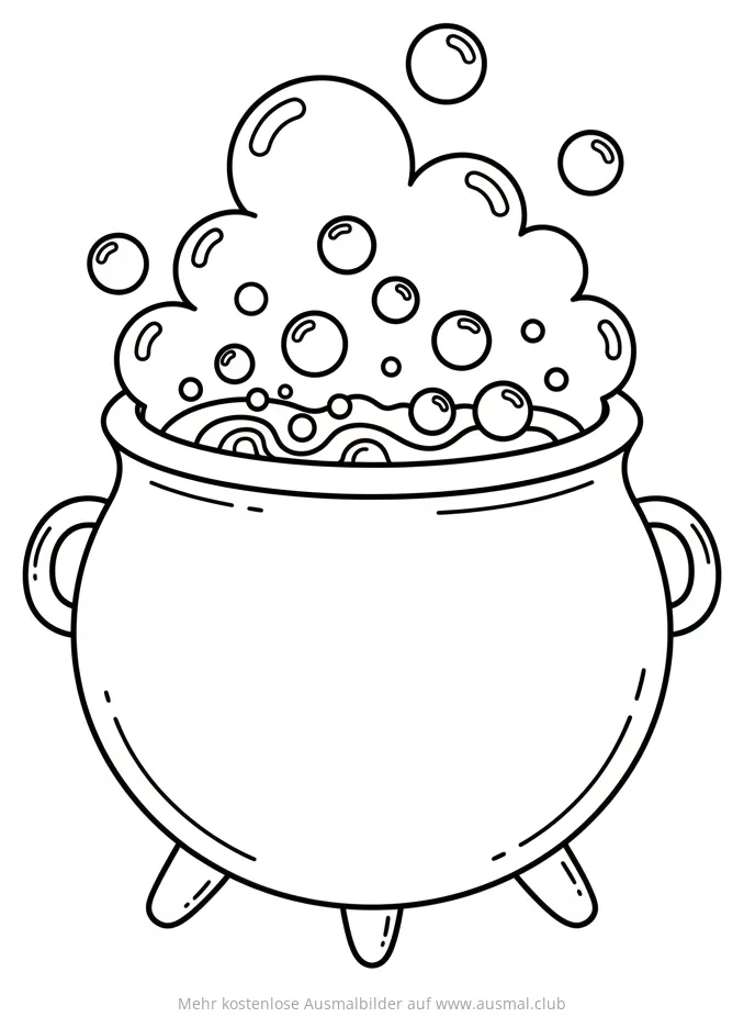 Hexenkessel mit Blasen Ausmalbild