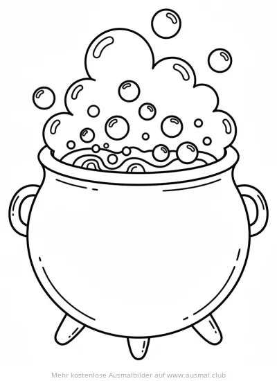 Hexenkessel mit Blasen Ausmalbild