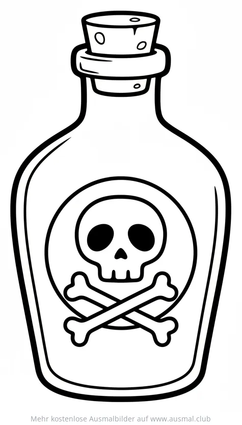 Zaubertrank Flasche mit Totenkopf Ausmalbild