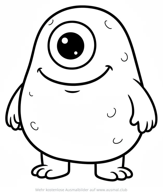Einäugiges, freundliches Monster Ausmalbild für Halloween