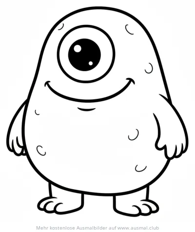 Einäugiges, freundliches Monster Ausmalbild für Halloween