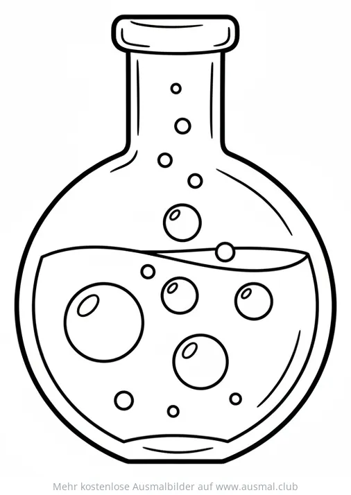 Trank mit Blasen in Glasflasche Ausmalbild