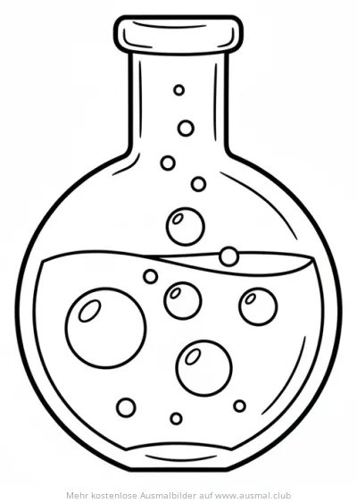 Trank mit Blasen in Glasflasche Ausmalbild