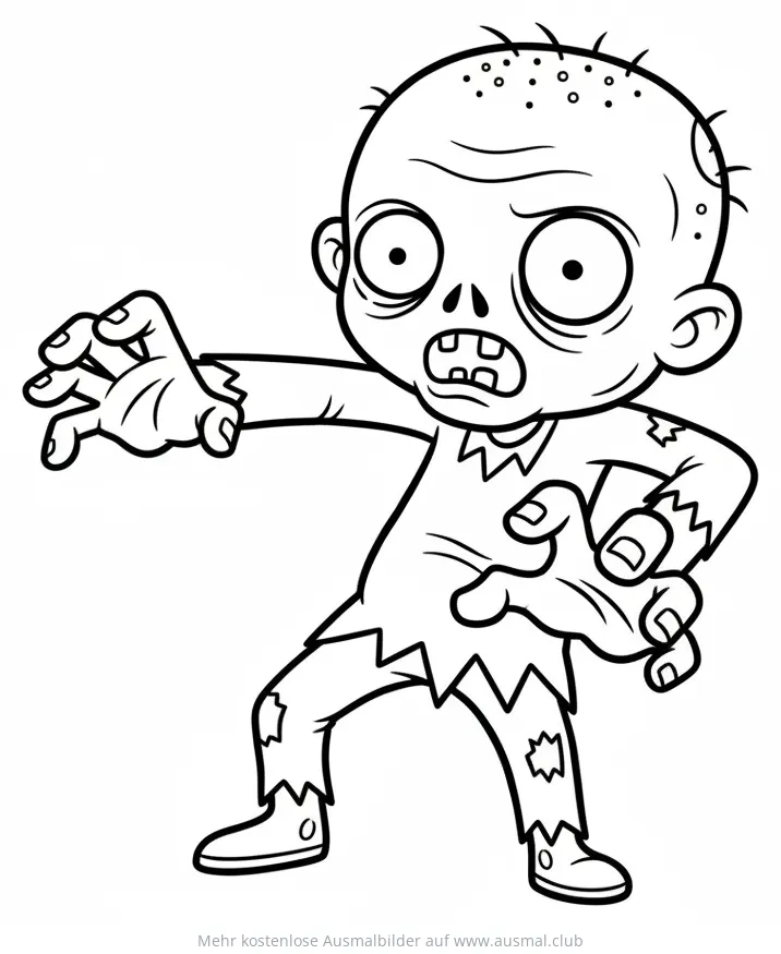 Comic Zombie mit ausgestreckten Händen Ausmalbild