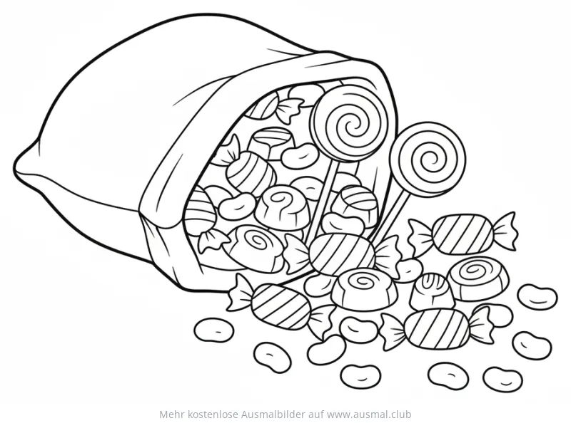 Sack voller Süßigkeiten Ausmalbild