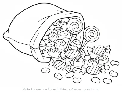 Sack voller Süßigkeiten Ausmalbild
