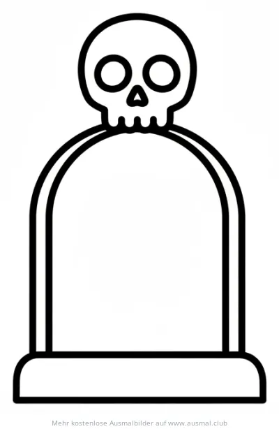 Totenstein Ausmalbild mit Schädel