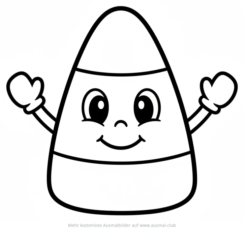 Zuckermais mit Gesicht und Fäustlingen Ausmalbild