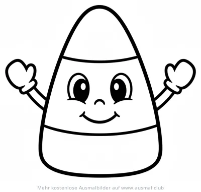 Zuckermais mit Gesicht und Fäustlingen Ausmalbild