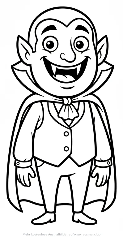 Cartoon Vampir mit Umhang Ausmalbild