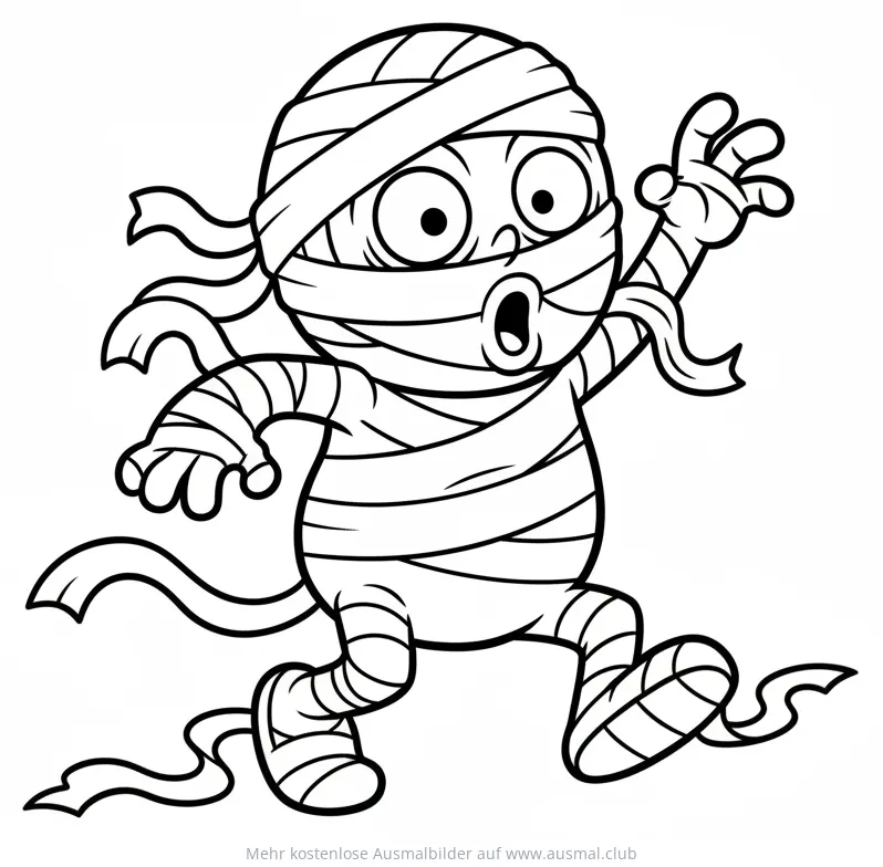 Cartoon Mumie rennt Ausmalbild