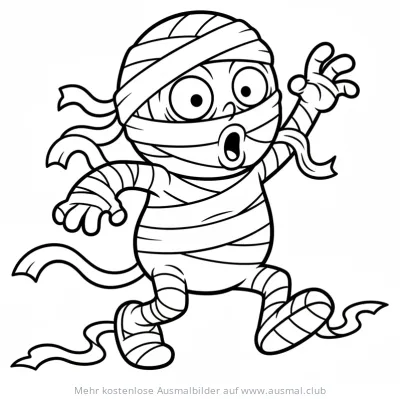 Cartoon Mumie rennt Ausmalbild