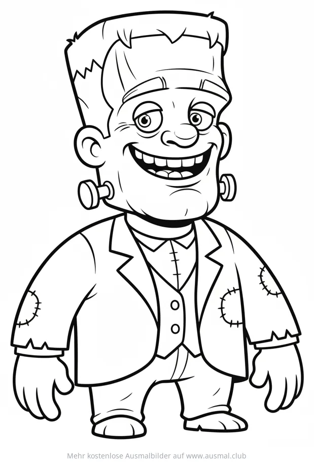 Freundlicher Frankenstein im Anzug Ausmalbild