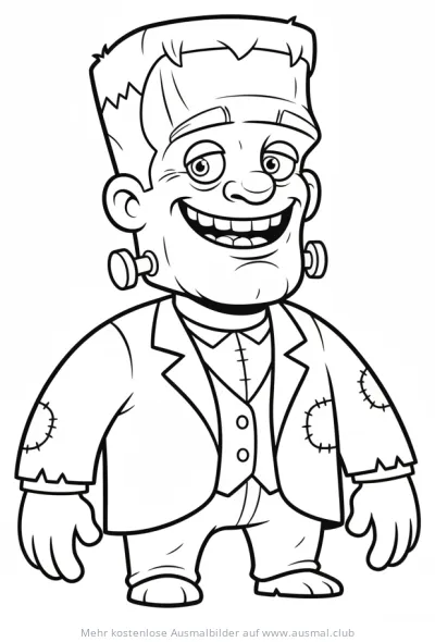 Freundlicher Frankenstein im Anzug Ausmalbild