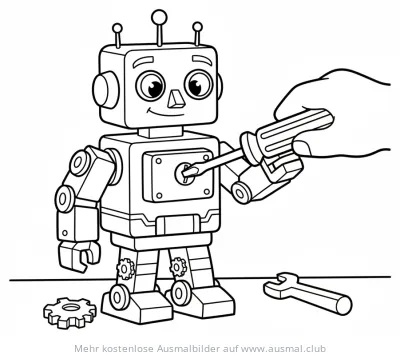 Roboter mit Schraubenzieher Ausmalbild