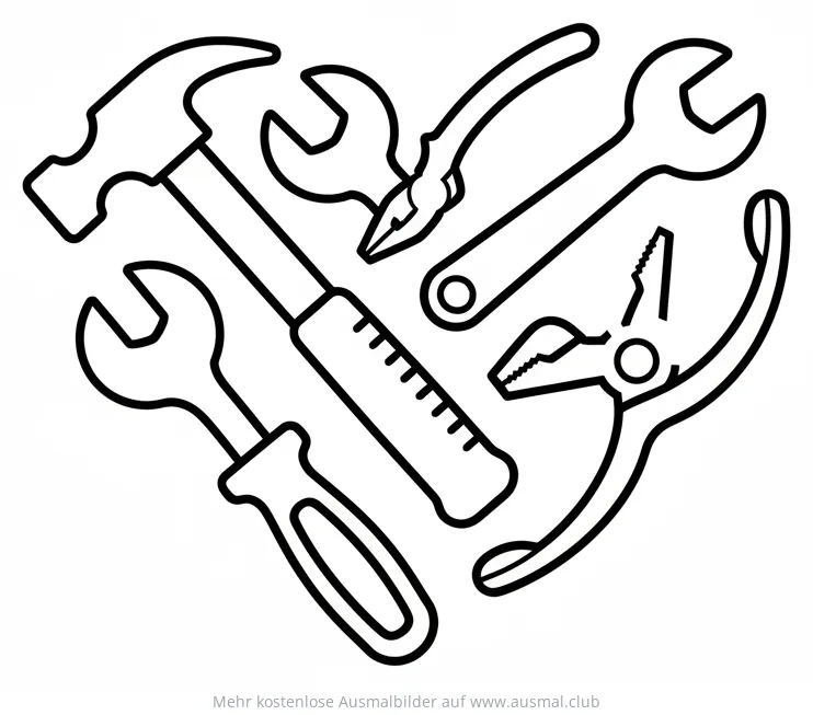 Werkzeuge in Herzform Ausmalbild