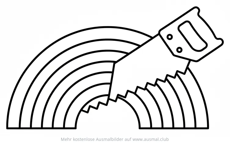 Säge sägt Regenbogen Ausmalbild