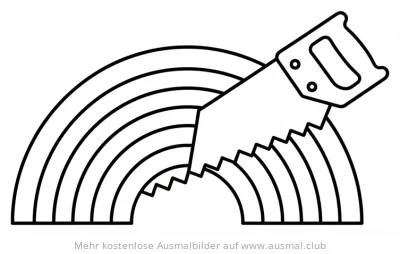 Säge sägt Regenbogen Ausmalbild