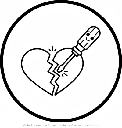 Schraubenzieher repariert gebrochenes Herz Ausmalbild