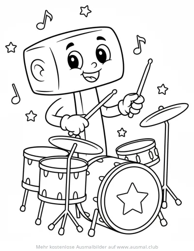 Hammer spielt Schlagzeug Ausmalbild