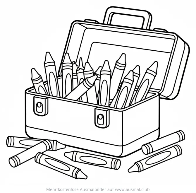 Werkzeugkiste mit Buntstiften Ausmalbild