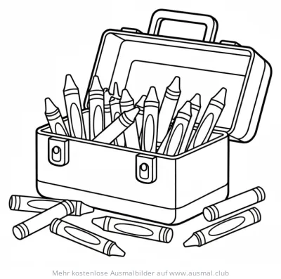 Werkzeugkiste mit Buntstiften Ausmalbild
