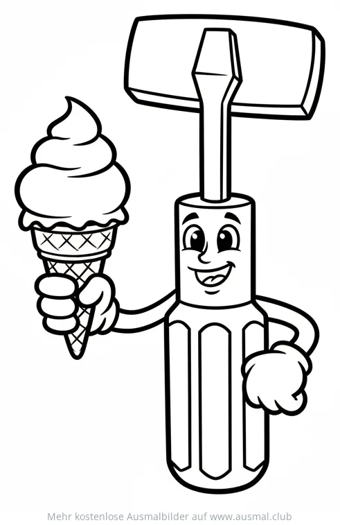 Freundlicher Schraubenzieher mit Eis Ausmalbild