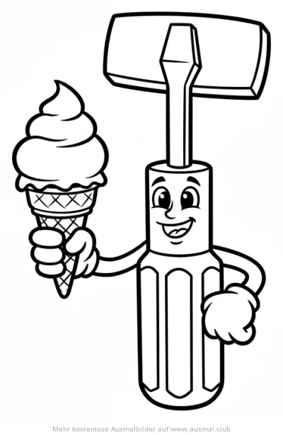 Freundlicher Schraubenzieher mit Eis Ausmalbild