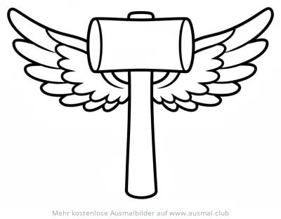 Hammer mit Engelsflügeln Ausmalbild